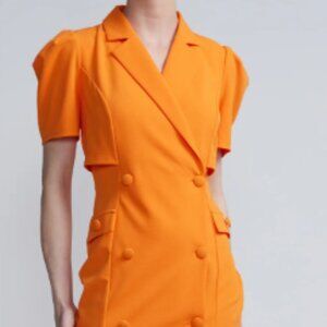 Notch Lapel Puff Sleeve Bodycon Blazer Dress Size Small